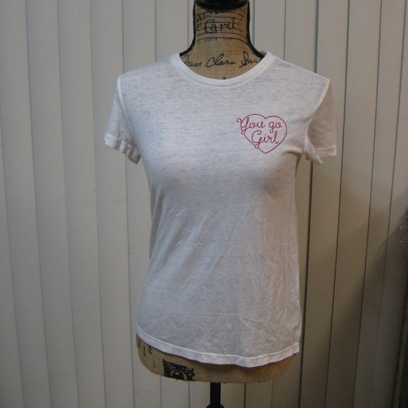 NWT Express white You Go Girl graphic t shirt top XS extra small - Picture 1 of 6